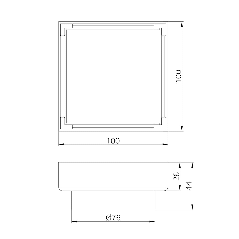 Nero 100mm Square Tile Insert Floor Waste 80mm Outlet Brushed Bronze