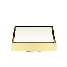 Nero 100mm Square Tile Insert Floor Waste 80mm Outlet Brushed Gold NRFW009BG - The Blue Space
