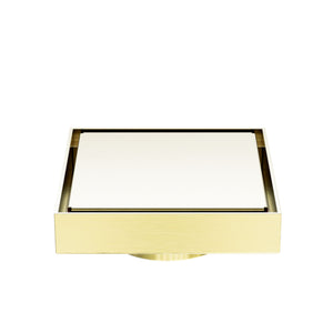 Nero 100mm Square Tile Insert Floor Waste 80mm Outlet Brushed Gold