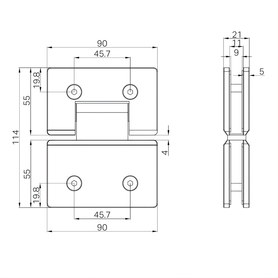 Nero 180 Degree Glass to Glass Shower Hinge Brushed Gold