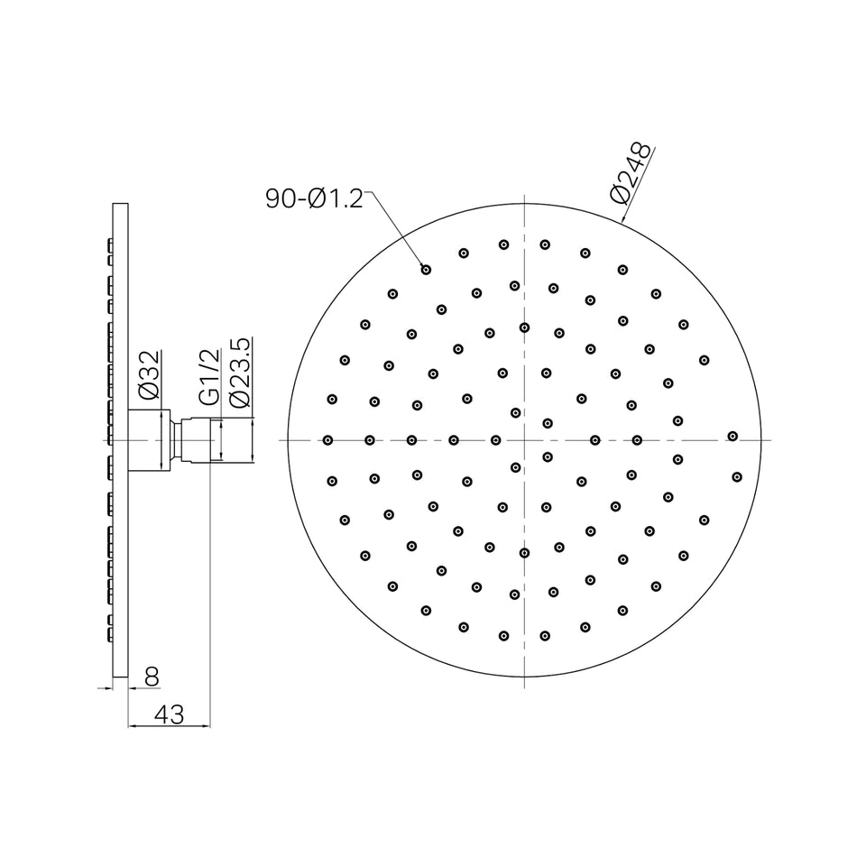 Nero 250mm Round Metal Shower Head II Gun Metal