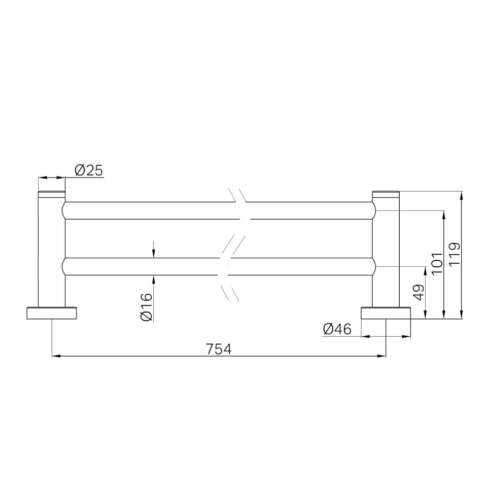 Nero Dolce II Double Towel Rail 800mm Gun Metal
