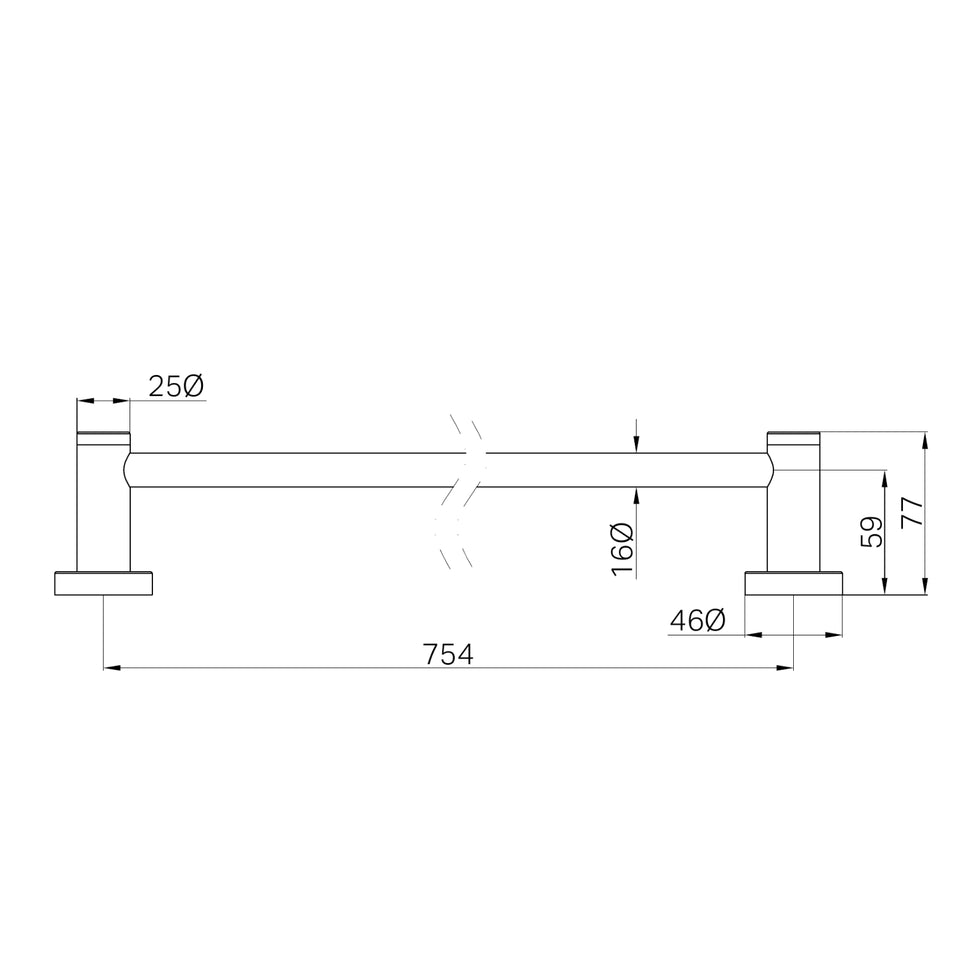 Nero Dolce II Single Towel Rail 800mm Brushed Gold
