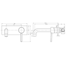 Technical Drawing: Nero Dolce Wall Basin Mixer Brushed Nickel