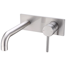 Nero Dolce Wall Basin Mixer Brushed Nickel | The Blue Space