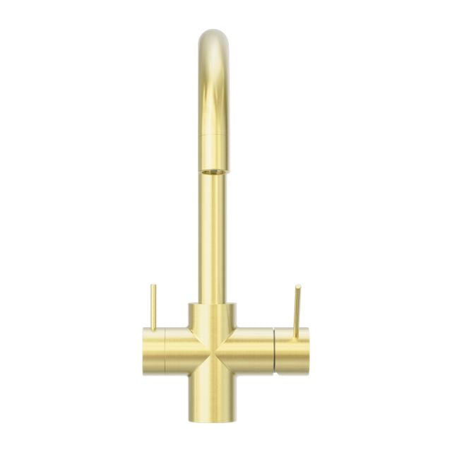 Front Nero Mecca 3 Way Filtered Mixer Tap Brushed Gold NR221907EBG - The Blue Space