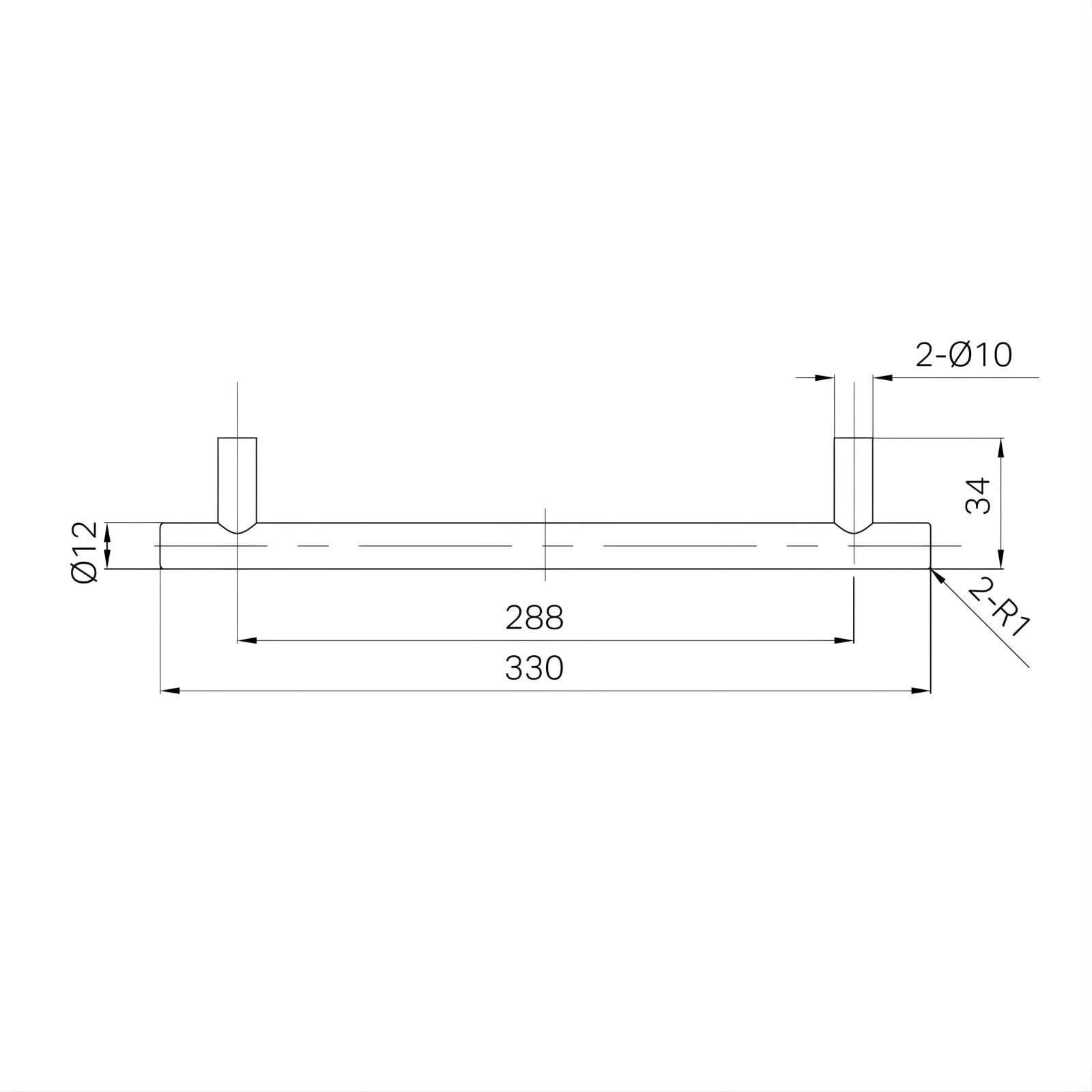 Line Drawing Nero Mecca 330mm Pull Handle Gun Metal 25F004GM - The Blue Space