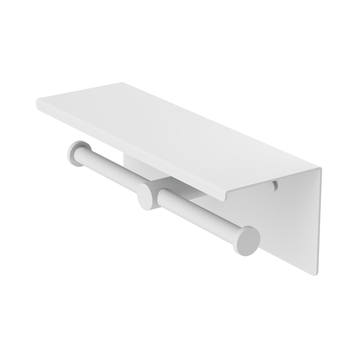 Nero Mecca Double Toilet Roll Holder With Shelf Matte White NR1986EMW - The Blue Space
