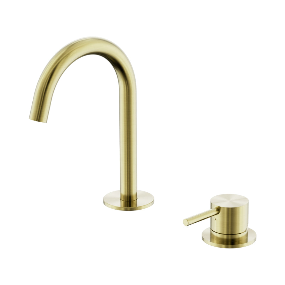 Nero Mecca Hob Basin Mixer Set Arc Spout Brushed Gold