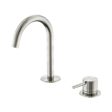 Nero Mecca Hob Basin Mixer Set Arc Spout Brushed Nickel NR221901GBN - The Blue Space