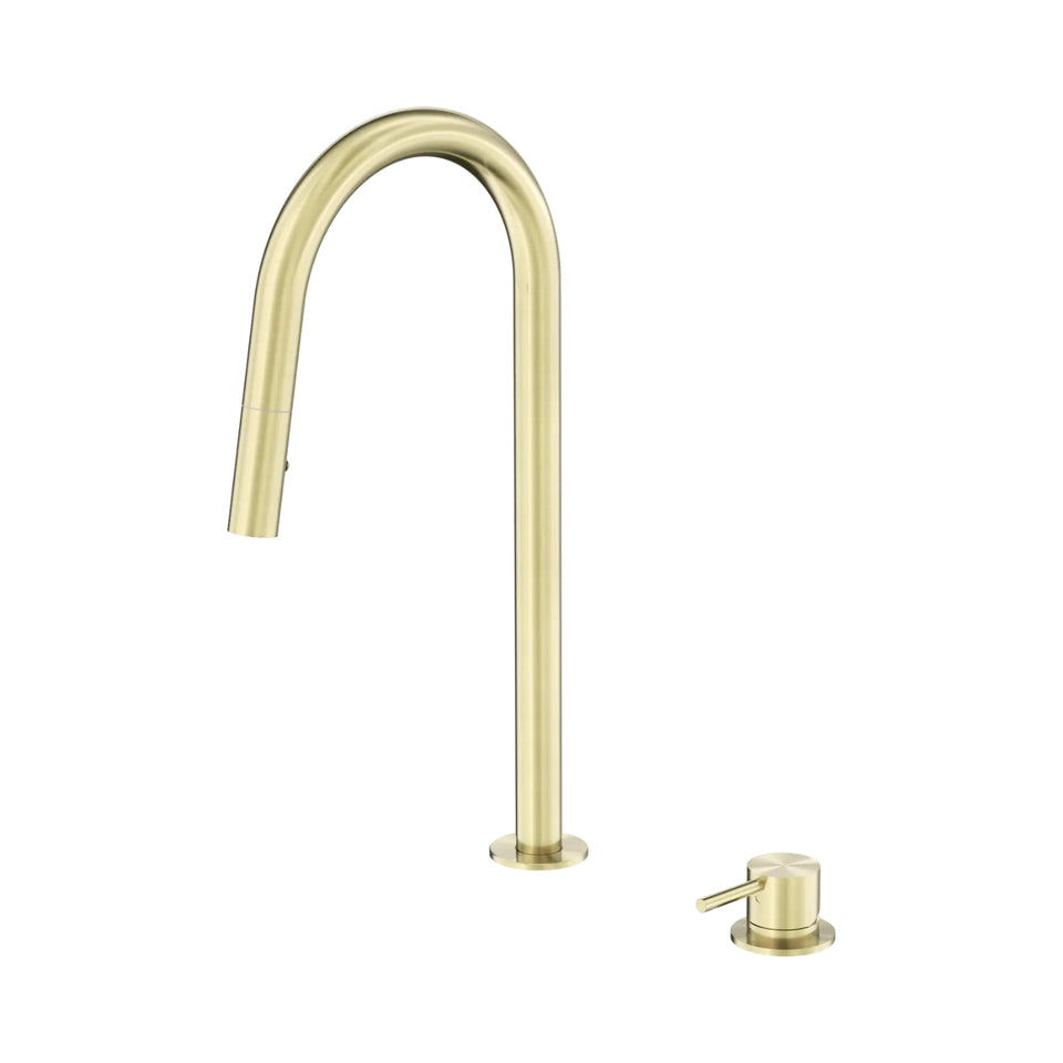 Nero Mecca Hob Mounted Pull Out Sink Mixer - Brushed Gold