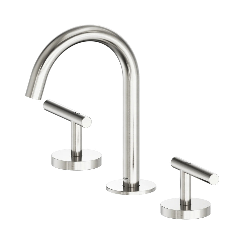 Nero Mecca Lever Basin Set Arc Spout Brushed Nickel