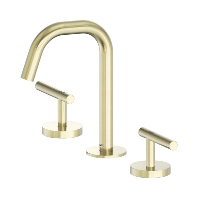 Nero Mecca Lever Basin Set Edge Spout Brushed Gold 25D001BG - The Blue Space