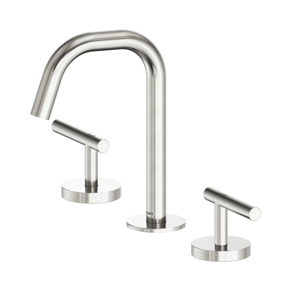 Nero Mecca Lever Basin Set Edge Spout Brushed Nickel
