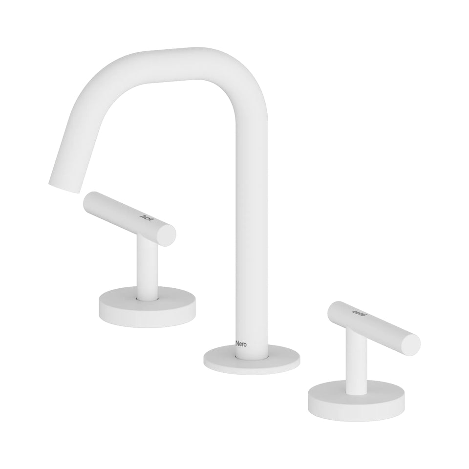 Nero Mecca Lever Basin Set Edge Spout Matte White