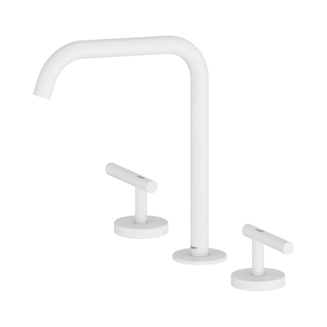 Nero Mecca Lever Bath/Kitchen Set Edge Spout Matte White 25D005MW - The Blue Space