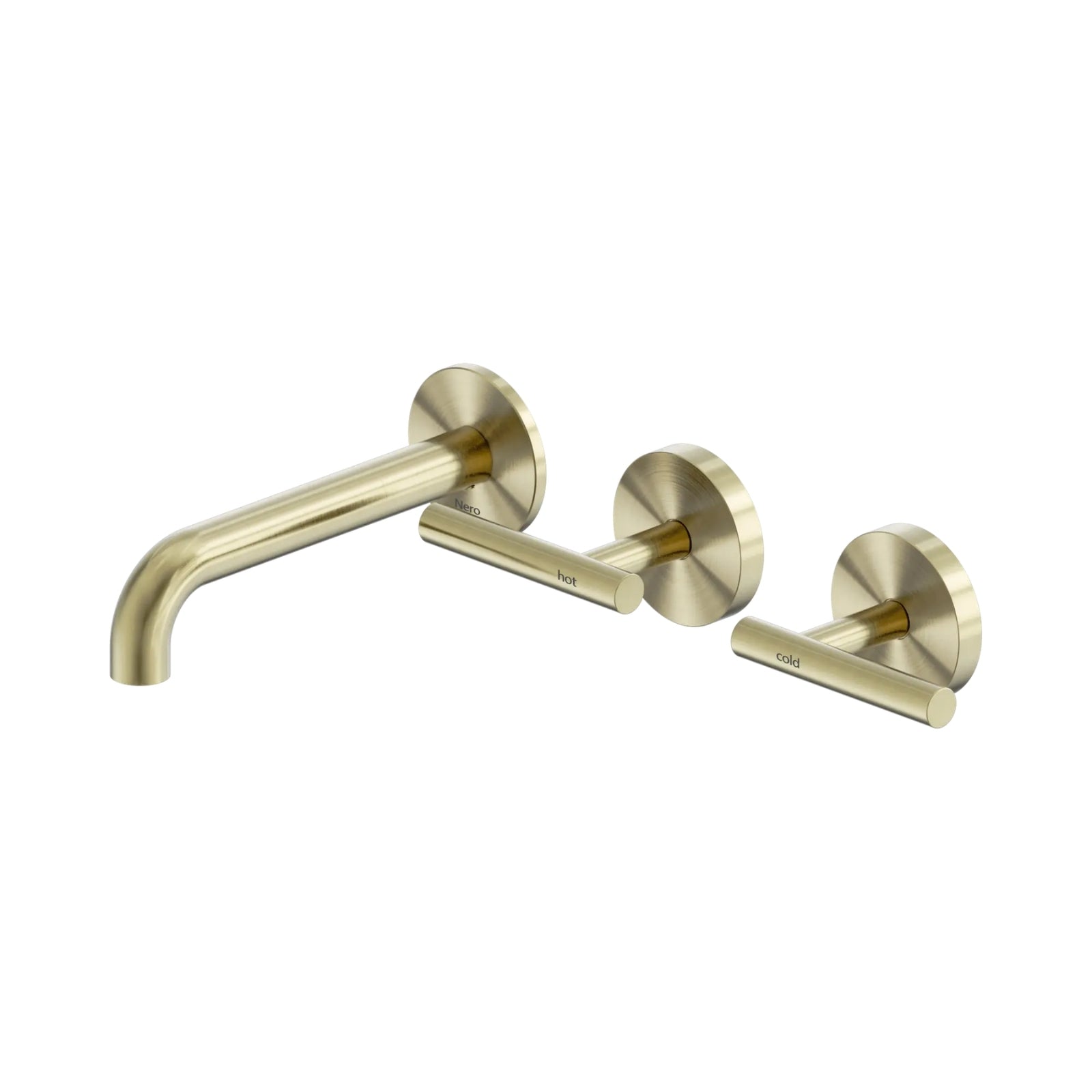 Nero Mecca Lever Wall Basin/Bath Set 160mm Offset Spout Brushed Gold 25D009BG - The Blue Space