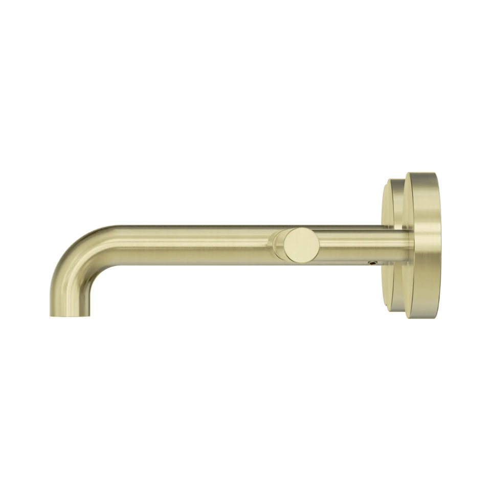 Nero Mecca Lever Wall Basin/Bath Set 160mm Offset Spout Brushed Gold