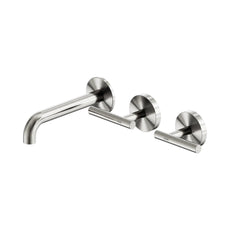 Nero Mecca Lever Wall Basin/Bath Set 160mm Offset Spout Brushed Nickel 25D009BN - The Blue Space