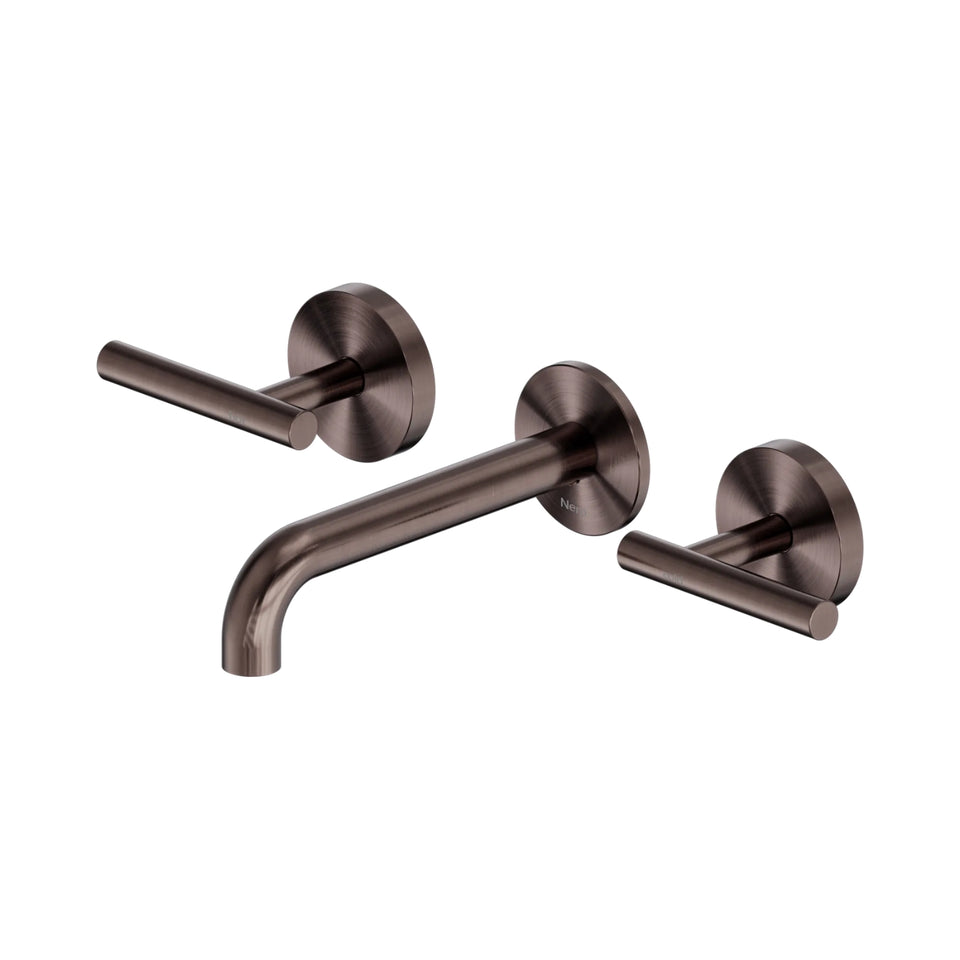 Nero Mecca Lever Wall Basin/Bath Set 160mm Spout Brushed Bronze