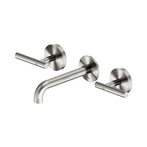 Nero Mecca Lever Wall Basin/Bath Set 160mm Spout Brushed Nickel