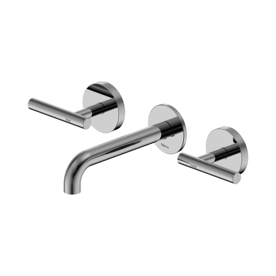 Nero Mecca Lever Wall Basin/Bath Set 160mm Spout Chrome