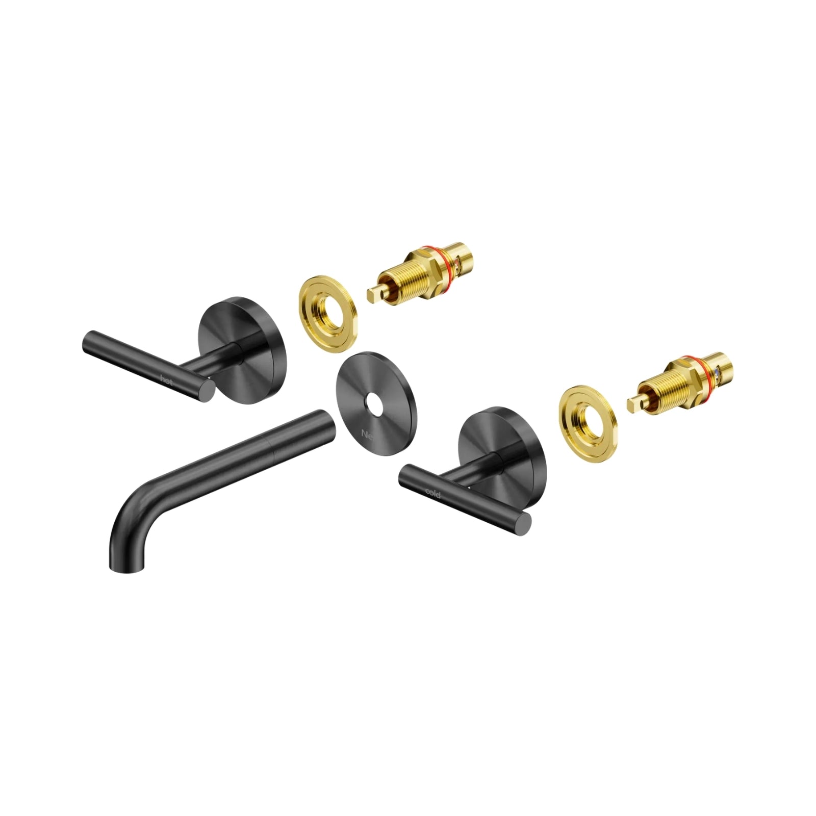 Nero Mecca Lever Wall Basin/Bath Set 160mm Spout Trim kits Only Gun Metal 25D019GM - The Blue Space