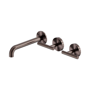Nero Mecca Lever Wall Basin/Bath Set 185mm Offset Spout Brushed Bronze