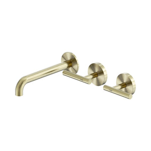 Nero Mecca Lever Wall Basin/Bath Set 185mm Offset Spout Brushed Gold
