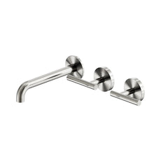 Nero Mecca Lever Wall Basin/Bath Set 185mm Offset Spout Brushed Nickel 25D010BN - The Blue Space