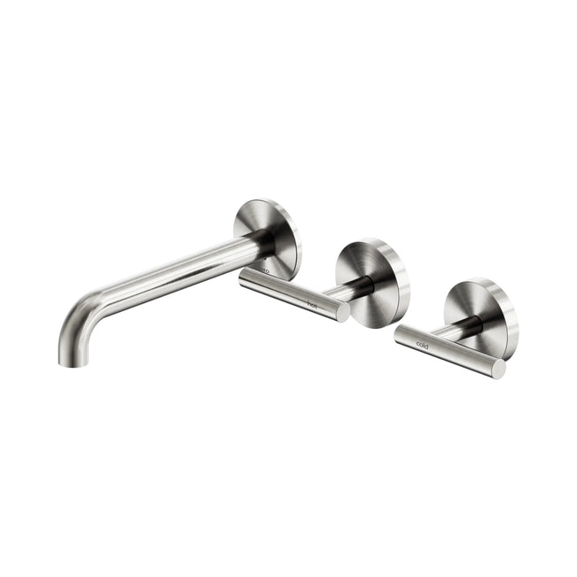 Nero Mecca Lever Wall Basin/Bath Set 185mm Offset Spout Brushed Nickel 25D010BN - The Blue Space