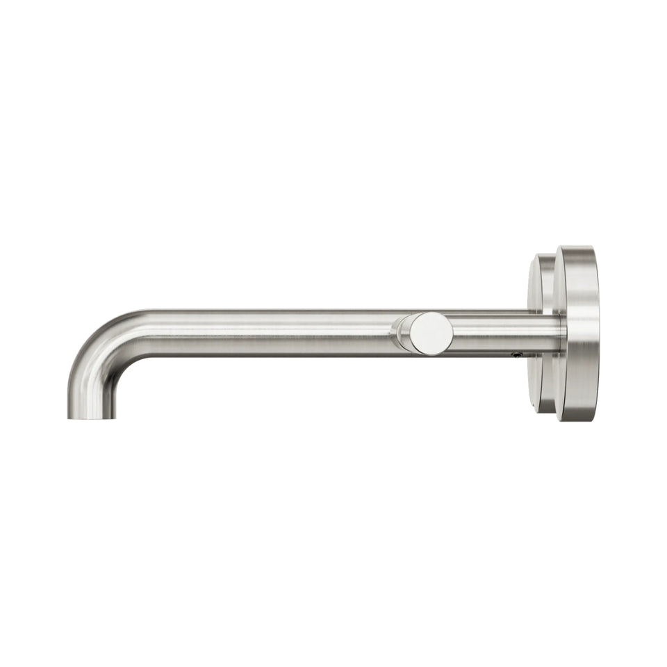 Nero Mecca Lever Wall Basin/Bath Set 185mm Offset Spout Brushed Nickel