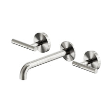 Nero Mecca Lever Wall Basin/Bath Set 185mm Spout Brushed Nickel 25D007BN - The Blue Space