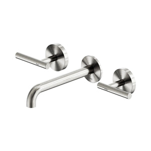 Nero Mecca Lever Wall Basin/Bath Set 185mm Spout Brushed Nickel