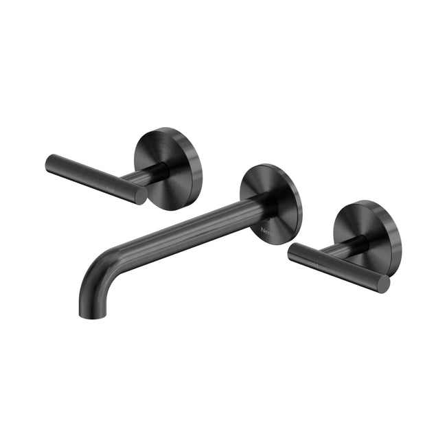Nero Mecca Lever Wall Basin/Bath Set 185mm Spout Gun Metal 25D007GM - The Blue Space