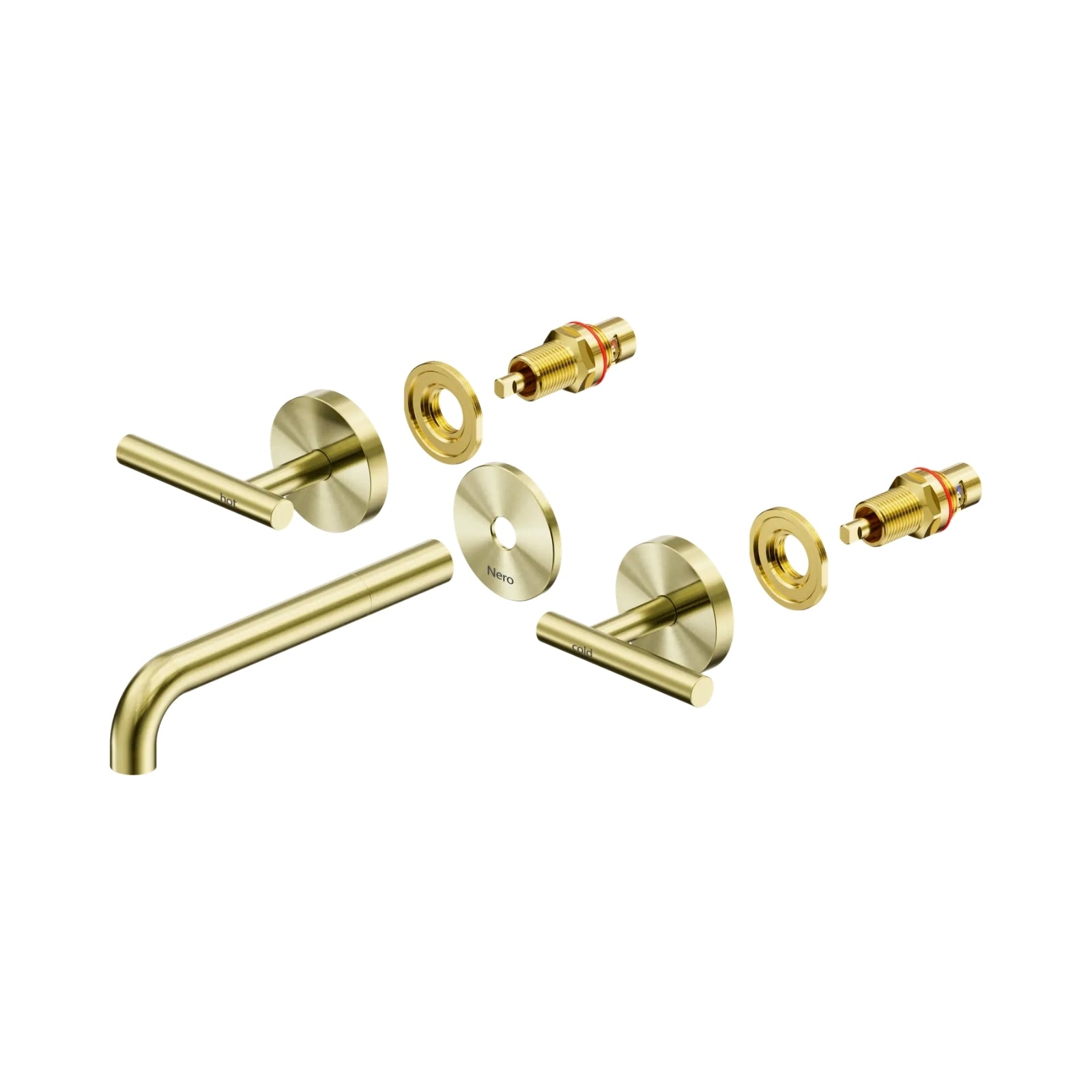 Nero Mecca Lever Wall Basin/Bath Set 185mm Spout Trim kits Only Brushed Gold 25D020BG - The Blue Space