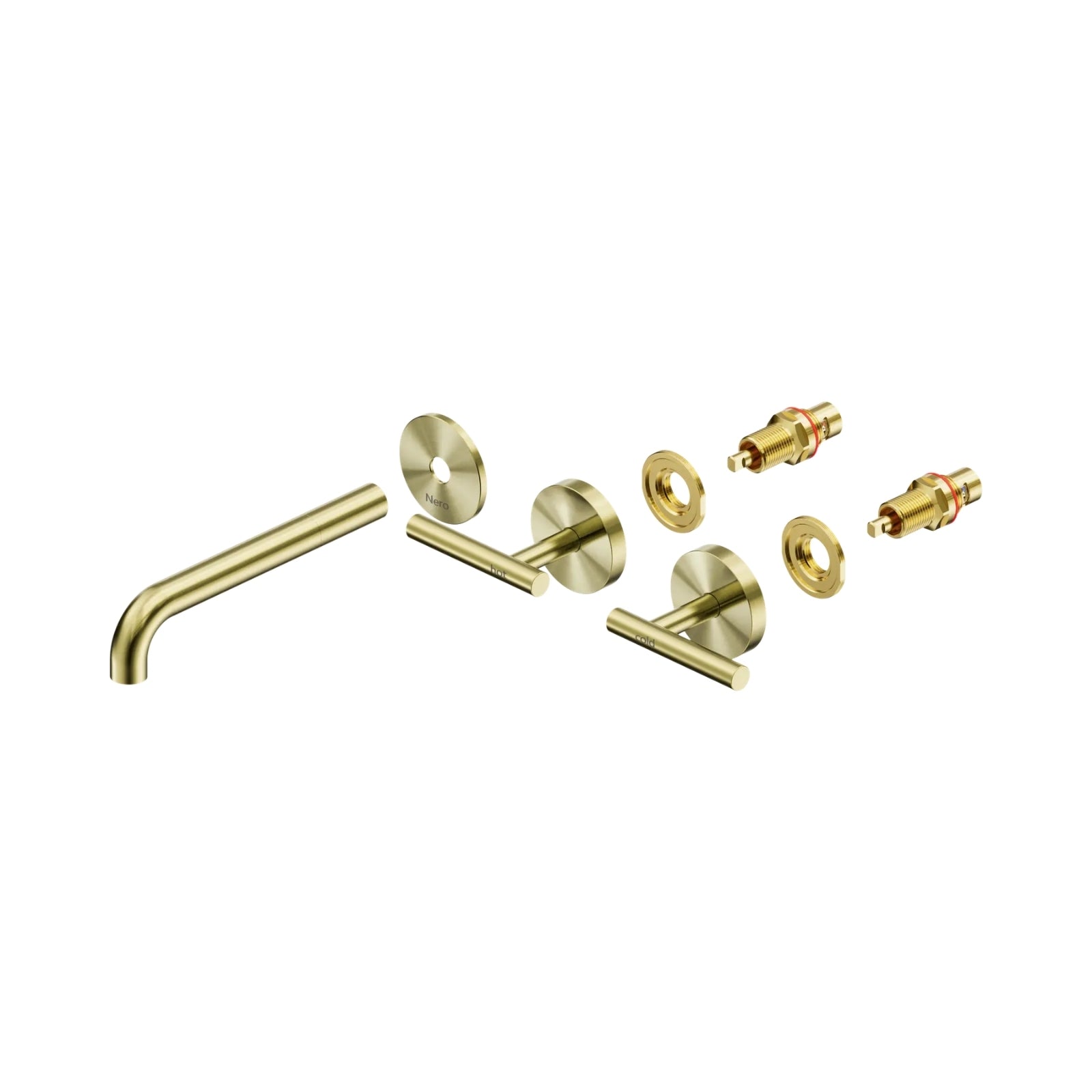 Side Nero Mecca Lever Wall Basin/Bath Set 185mm Spout Trim kits Only Brushed Gold 25D020BG - The Blue Space