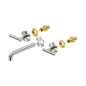 Nero Mecca Lever Wall Basin/Bath Set 185mm Spout Trim kits Only Brushed Nickel