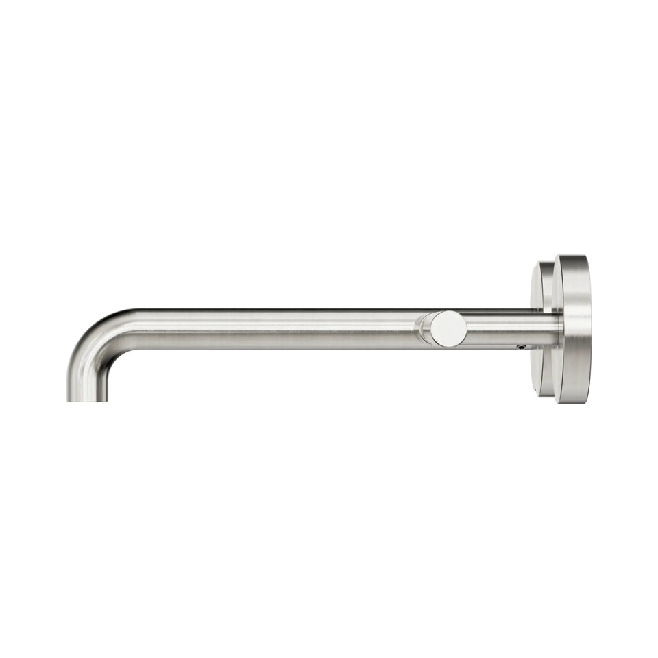 Nero Mecca Lever Wall Basin/Bath Set 220mm Offset Spout Brushed Nickel