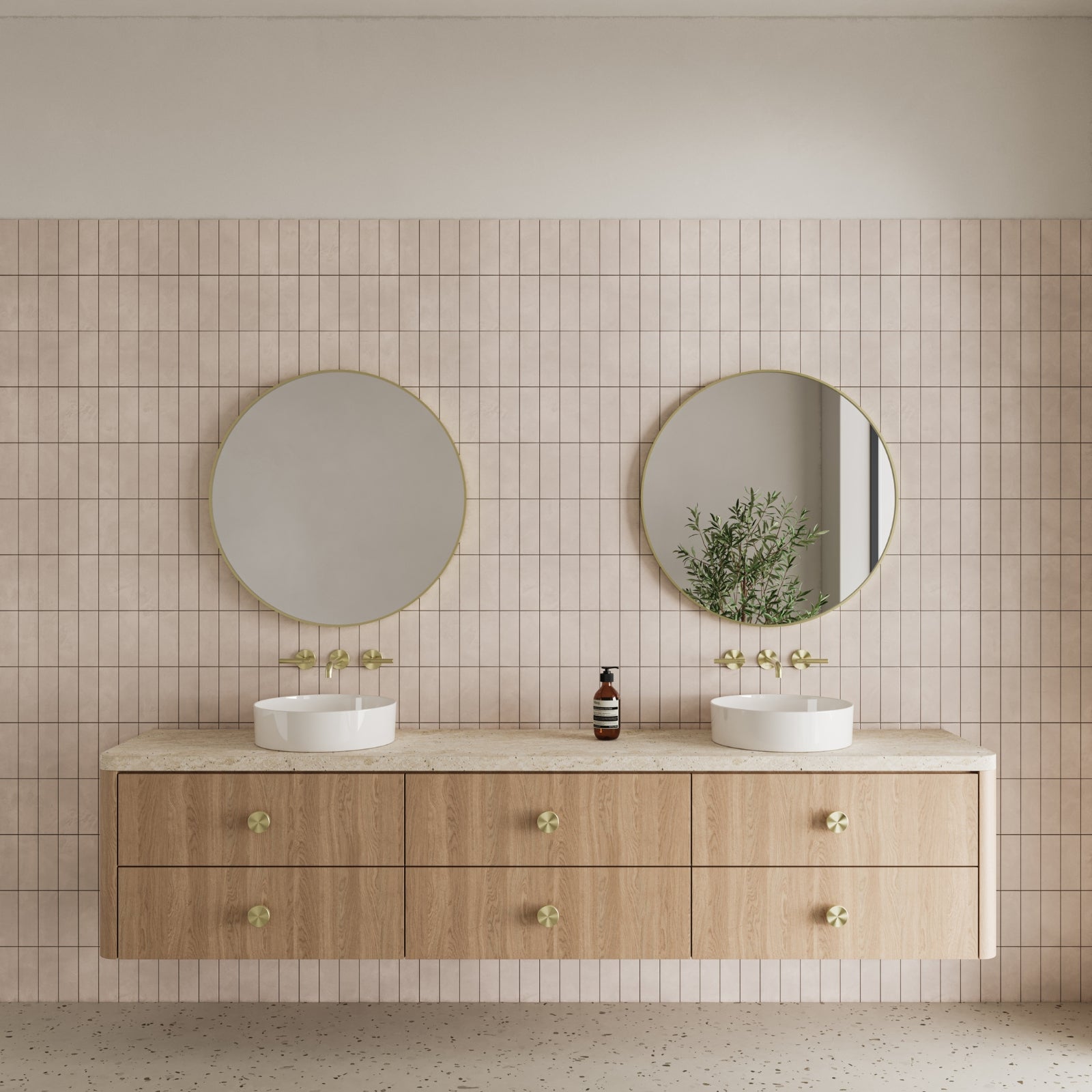 Lifestyle 1 Nero Mecca Lever Wall Basin/Bath Set 220mm Spout Brushed Gold 25D008BG - The Blue Space