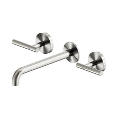 Nero Mecca Lever Wall Basin/Bath Set 220mm Spout Brushed Nickel 25D008BN - The Blue Space