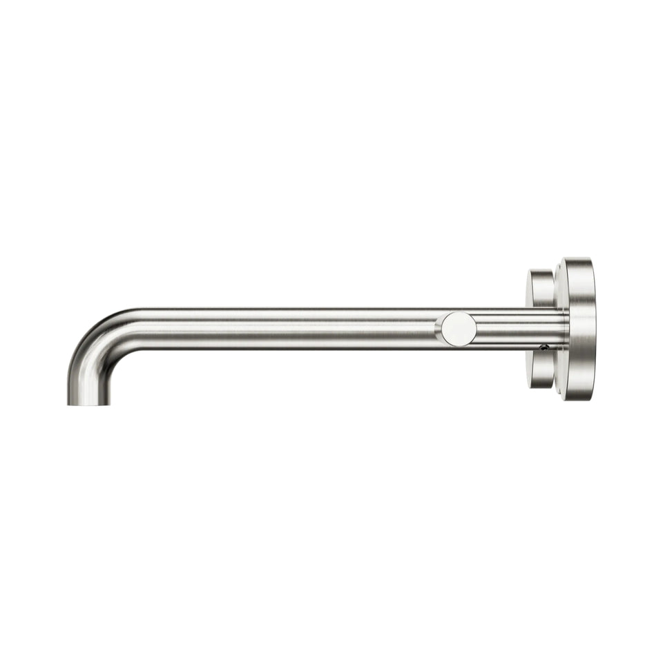 Nero Mecca Lever Wall Basin/Bath Set 220mm Spout Brushed Nickel