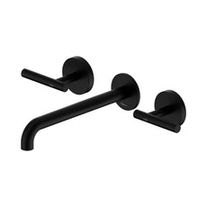 Nero Mecca Lever Wall Basin/Bath Set 220mm Spout Matte Black 25D008MB - The Blue Space