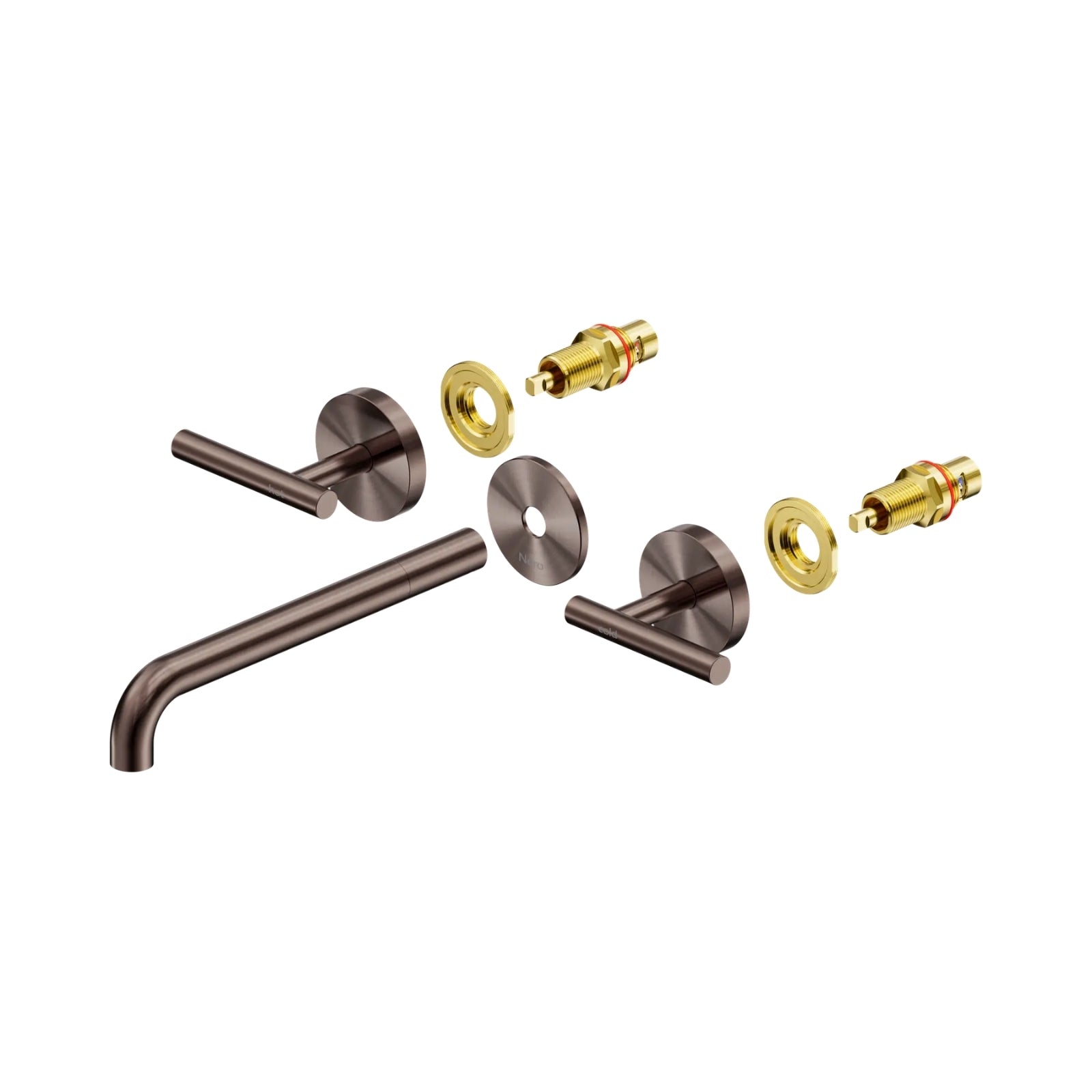 Nero Mecca Lever Wall Basin/Bath Set 220mm Spout Trim kits Only Brushed Bronze 25D021BZ - The Blue Space