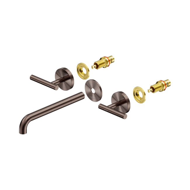 Nero Mecca Lever Wall Basin/Bath Set 220mm Spout Trim kits Only Brushed Bronze 25D021BZ - The Blue Space