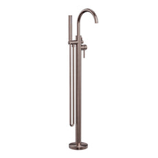 nero mecca round freestanding mixer with hand shower brushed bronze | The Blue Space