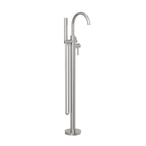 Nero Mecca Round Freestanding Mixer With Hand Shower Brushed Nickel