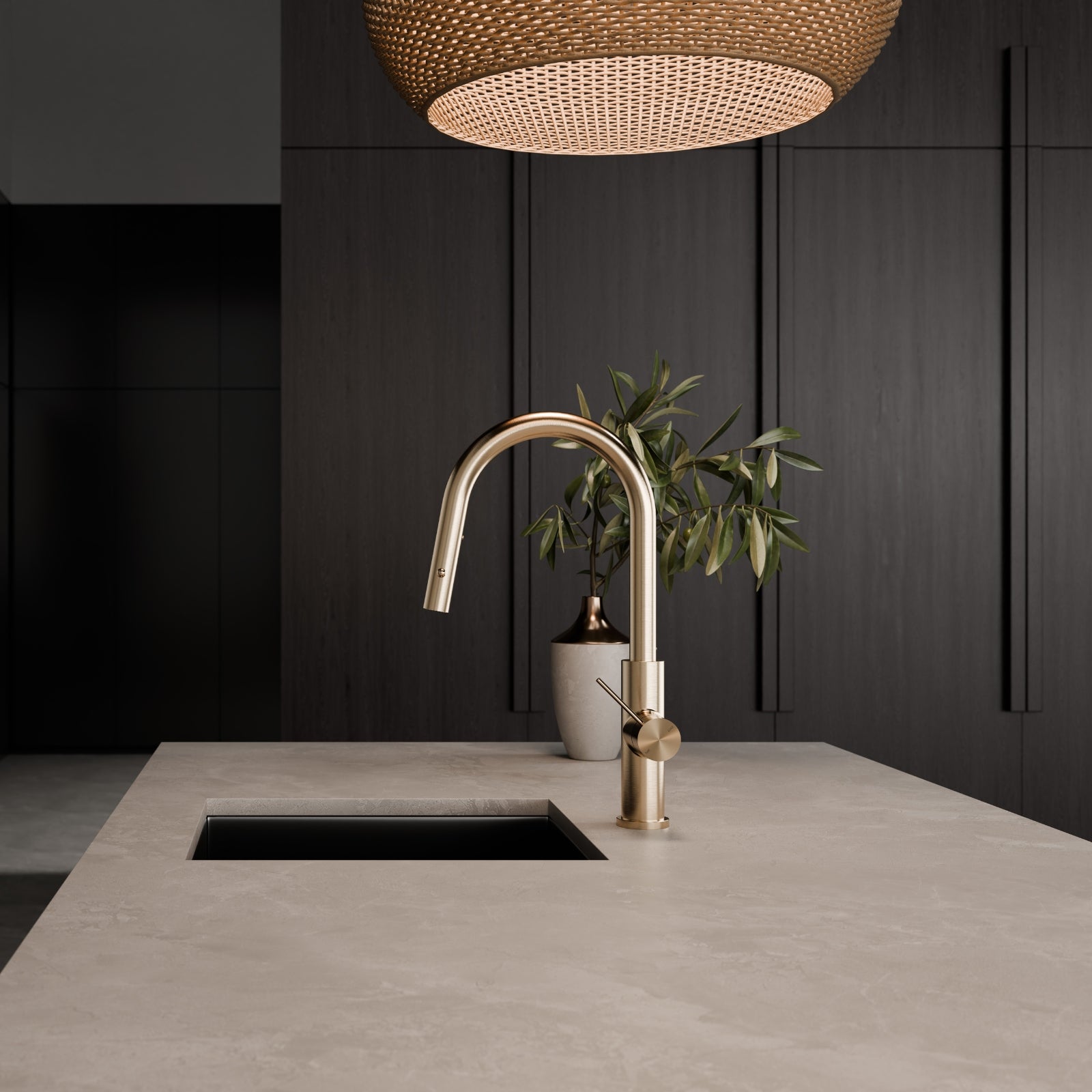 Lifestyle 2 Nero Mecca Smart Sensor Pull Out Kitchen Mixer Brushed Gold NR221908ABG - The Blue Space