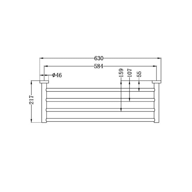 Technical Drawing Nero Mecca Towel Rack Brushed Bronze NR1989BZ - The Blue Space
