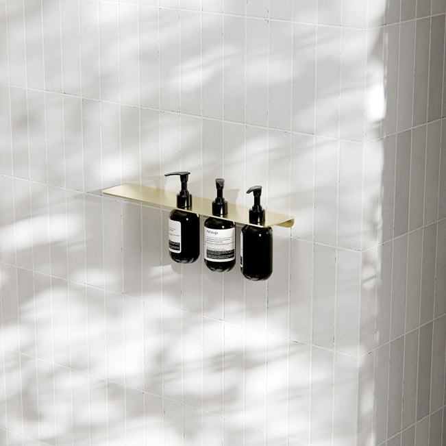 Lifestyle Nero Mecca Triple Soap Bottle Holder With Shelf Brushed Gold NR1985CBG - The Blue Space